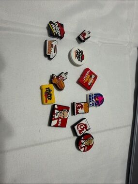 Lot of 12 Fast Food Brand Shoe Charms Set - Multi-Color Promotional